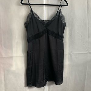 Black lace slip dress